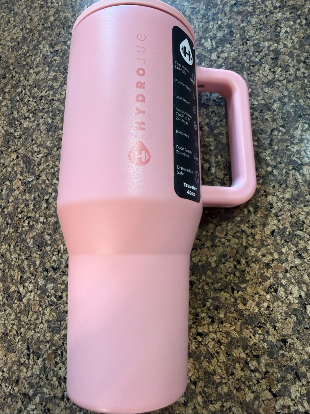 NEW HydroJug 40oz Pink Travel Mug with Handle
